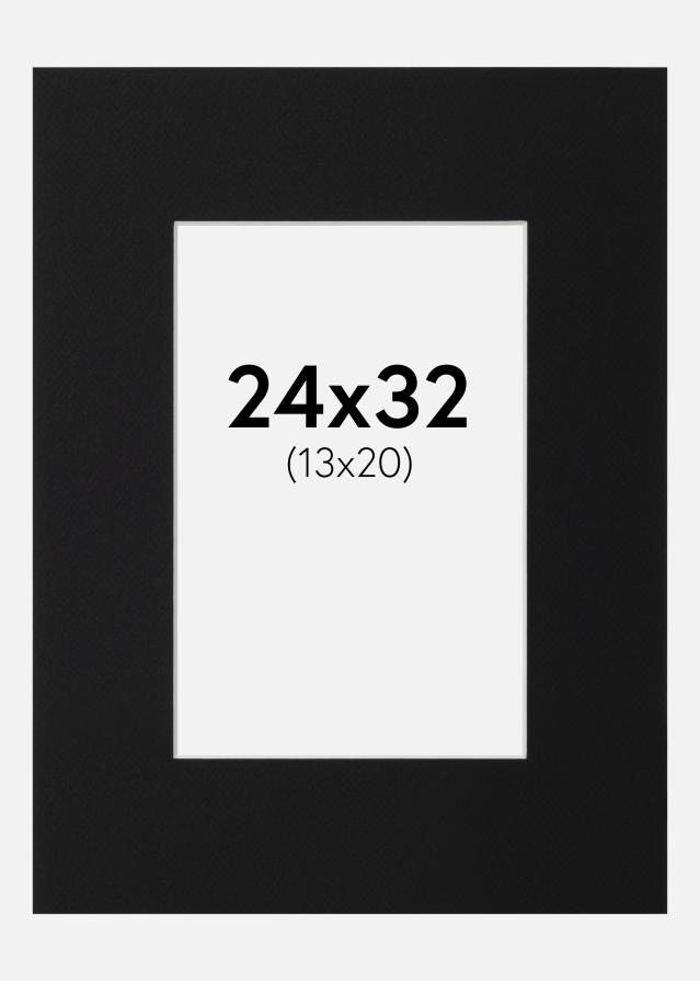 Passepartout Svart Standard (Hvit kjerne) 24x32 cm (13x20)
