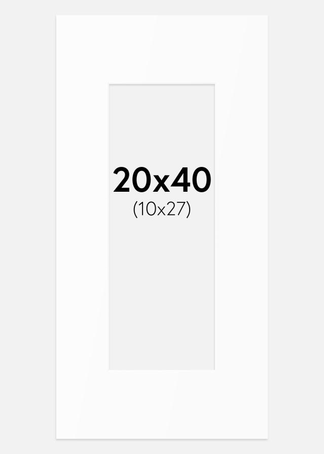 Passepartout Hvit Standard (Hvit kerne) 20x40 cm (10x27)