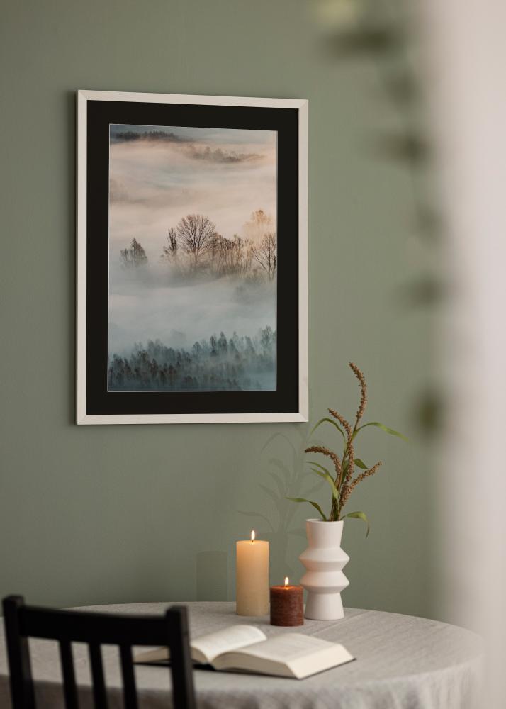 Ramme Fiorito Hvit 50x60 cm - Passepartout Svart 37x46 cm