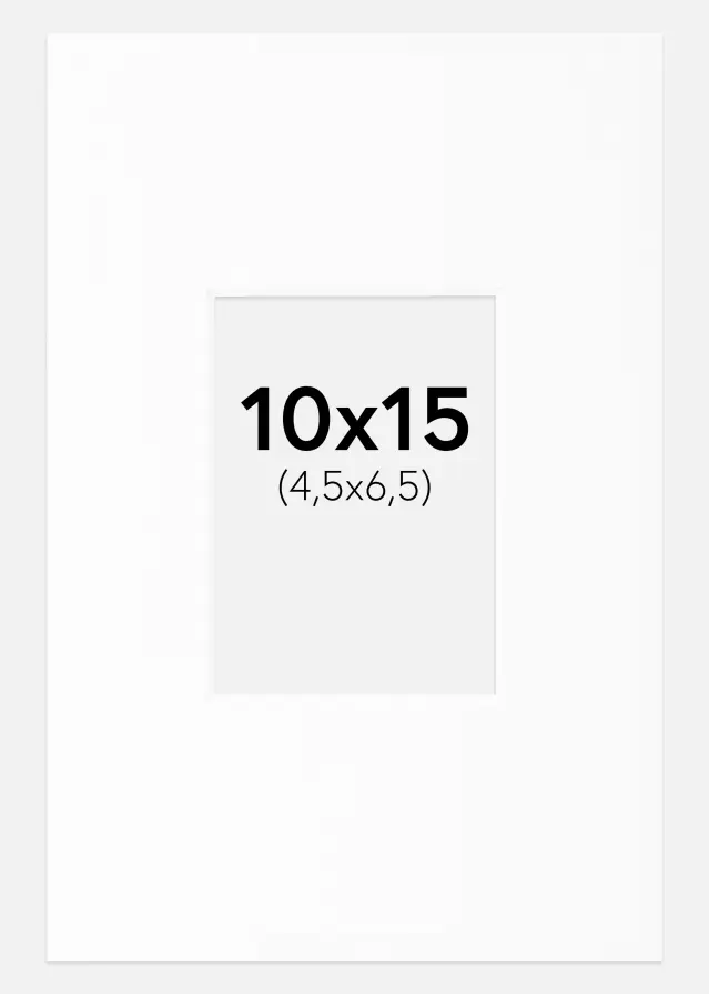 Passepartout Hvit Standard (Hvit kerne) 10x15 cm (4,5x6,5)