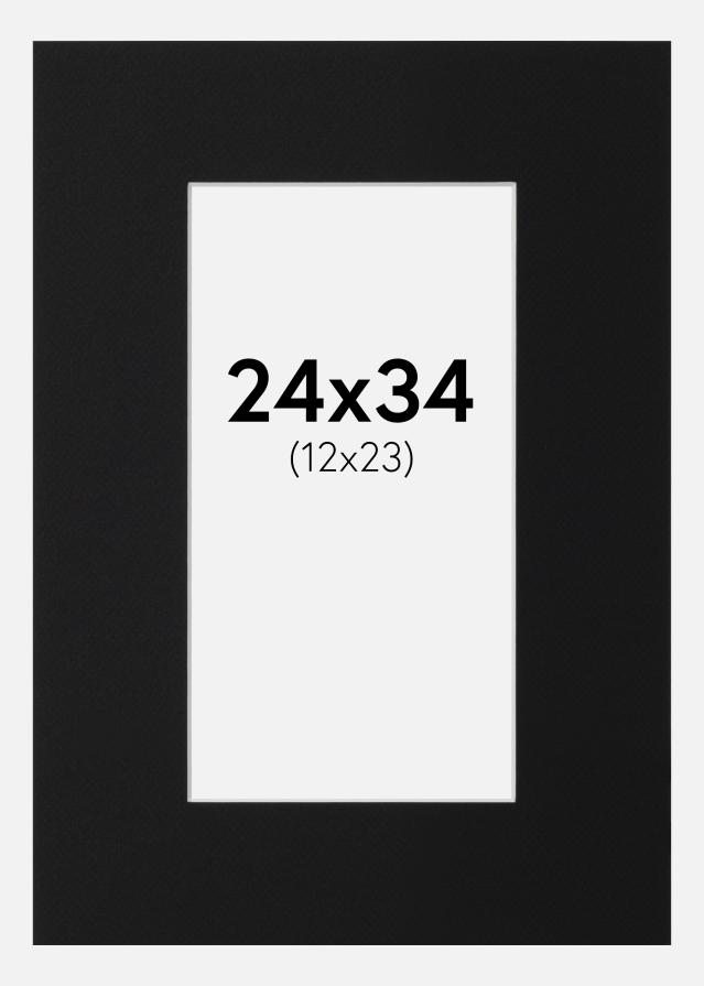 Passepartout Svart Standard (Hvit kjerne) 24x34 cm (12x23)