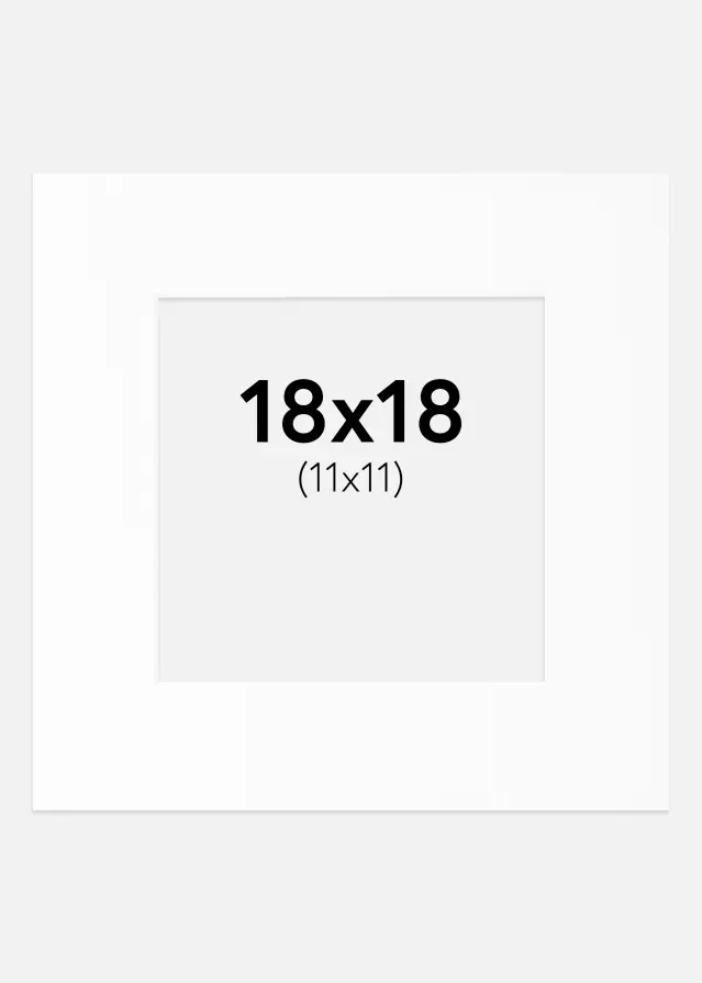 Passepartout Hvit Standard (Hvit kerne) 18x18 cm (11x11)