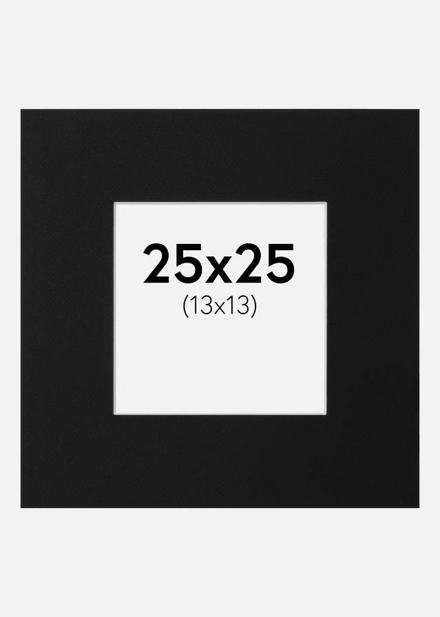 Passepartout Svart Standard (Hvit kjerne) 25x25 cm (13x13)