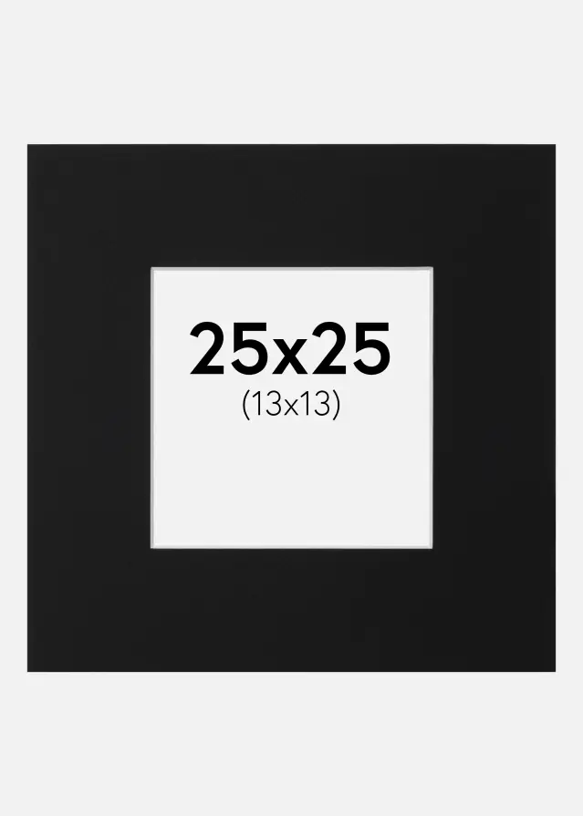 Passepartout Svart Standard (Hvit kjerne) 25x25 cm (13x13)