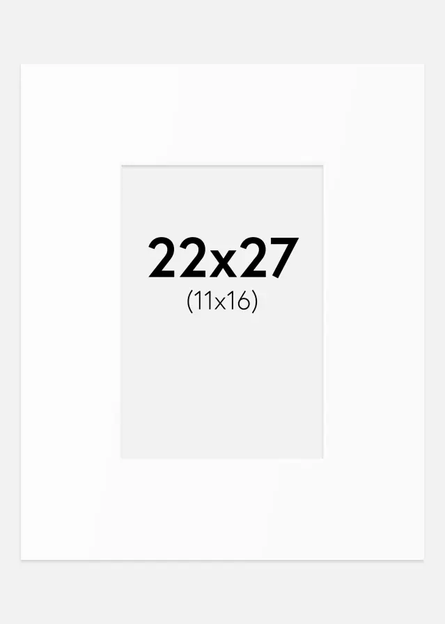 Passepartout Hvit Standard (Hvit kerne) 22x27 cm (11x16)