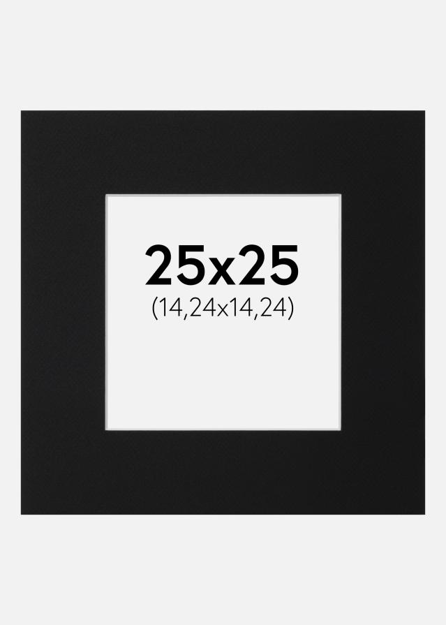 Passepartout Svart Standard (Hvit kjerne) 25x25 cm (14,24x14,24)