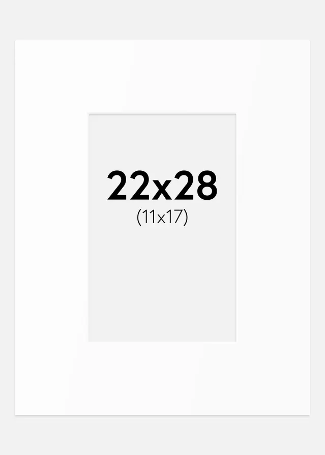 Passepartout Hvit Standard (Hvit kerne) 22x28 cm (11x17)