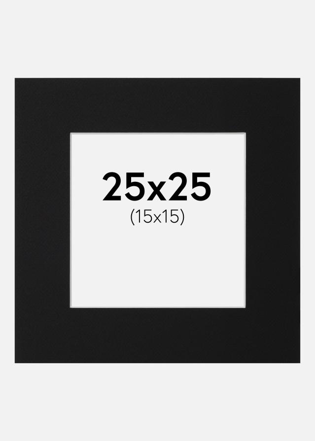 Passepartout Svart Standard (Hvit kjerne) 25x25 cm (15x15)