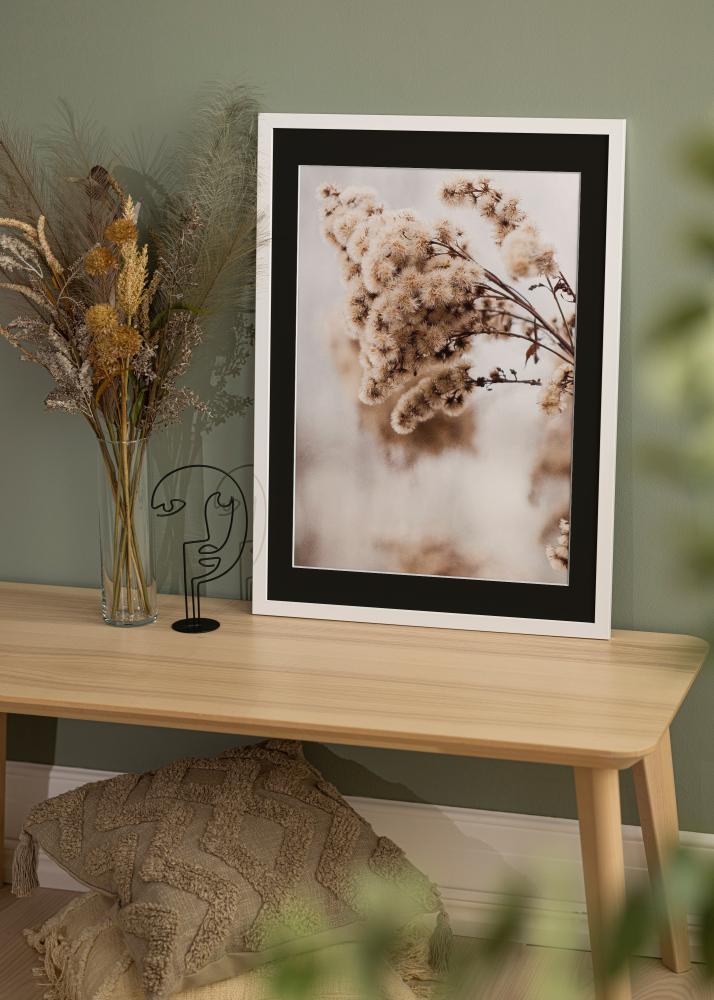 Ramme White Wood 50x100 cm - Passepartout Svart 30x80 cm