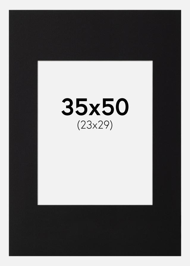 Passepartout Svart Standard (Hvit kjerne) 35x50 cm (23x29)