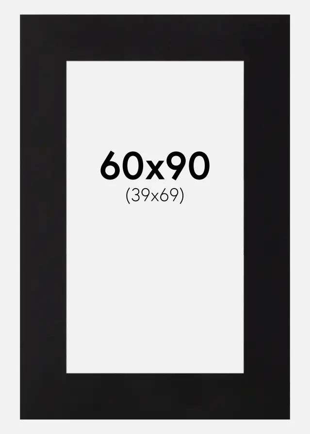 Passepartout Svart Standard (Hvit Kjerne) 60x90 cm (39x69)