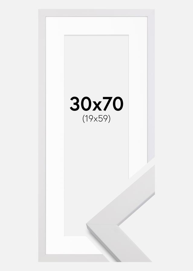 Ramme White Wood 30x70 cm - Passepartout Hvit 20x60 cm