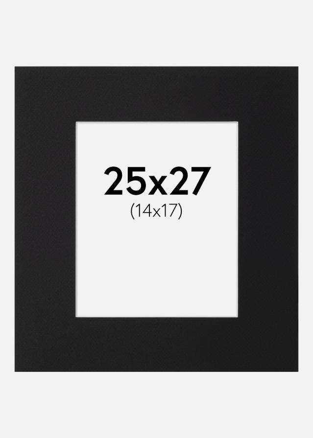 Passepartout Svart Standard (Hvit kjerne) 25x27 cm (14x17)