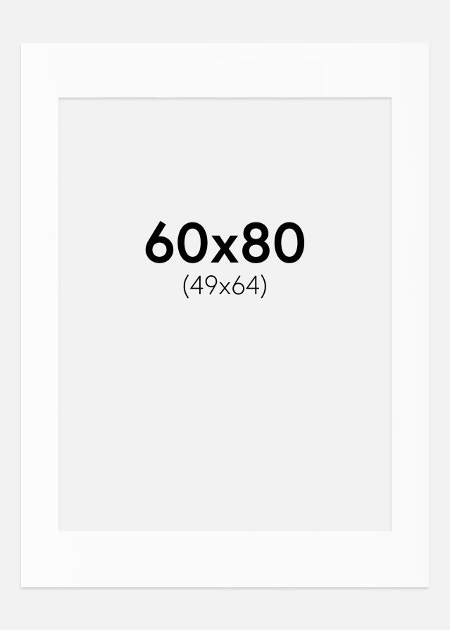 Passepartout Hvit Standard (Hvit kerne) 60x80 cm (49x64)