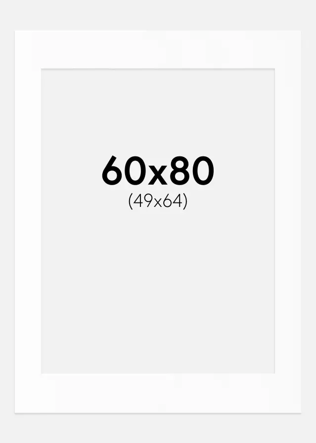 Passepartout Hvit Standard (Hvit kerne) 60x80 cm (49x64)