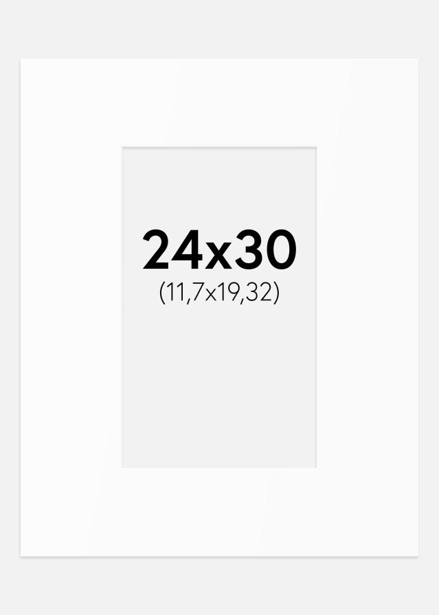 Passepartout Hvit Standard (Hvit kerne) 24x30 cm (11,7x19,32)