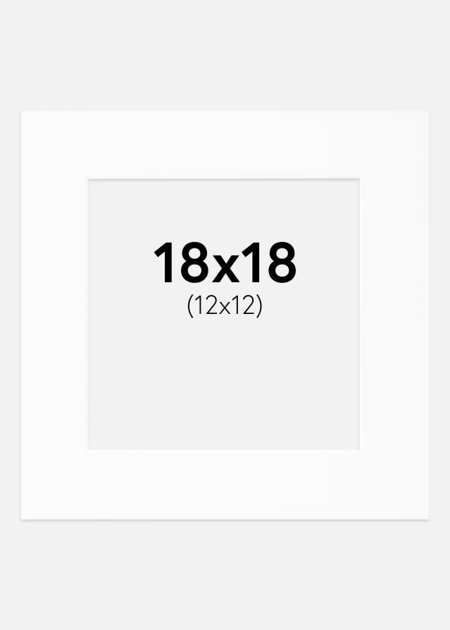 Passepartout Hvit Standard (Hvit kerne) 18x18 cm (12x12)