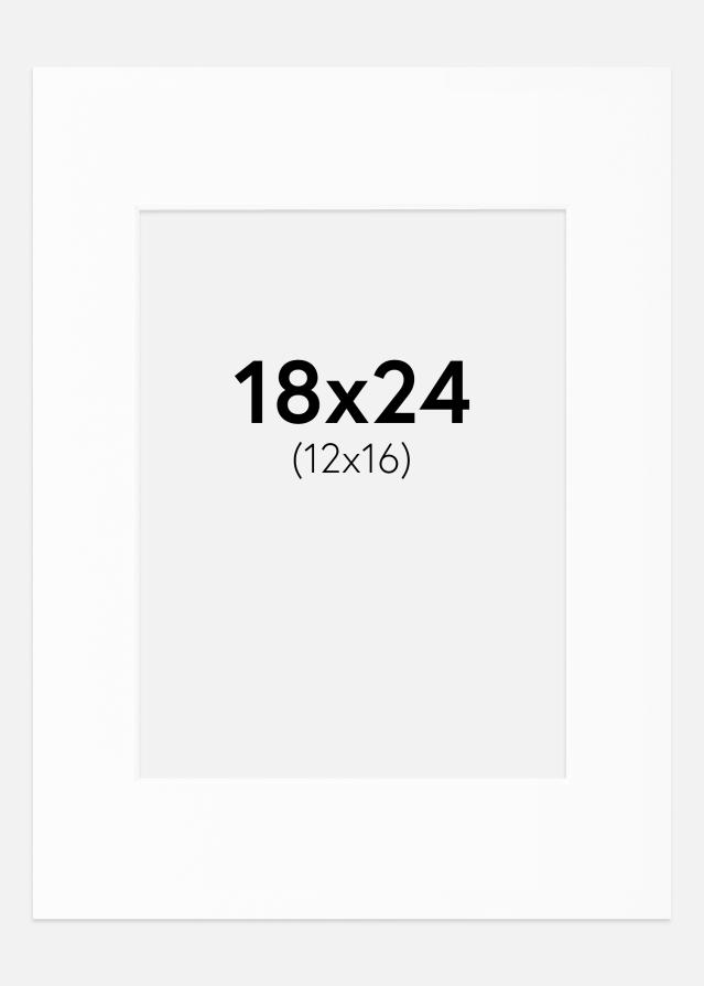 Passepartout Hvit Standard (Hvit kerne) 18x24 cm (12x16)