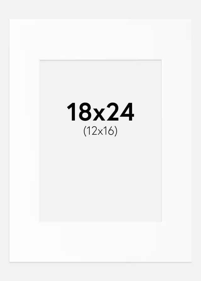 Passepartout Hvit Standard (Hvit kerne) 18x24 cm (12x16)