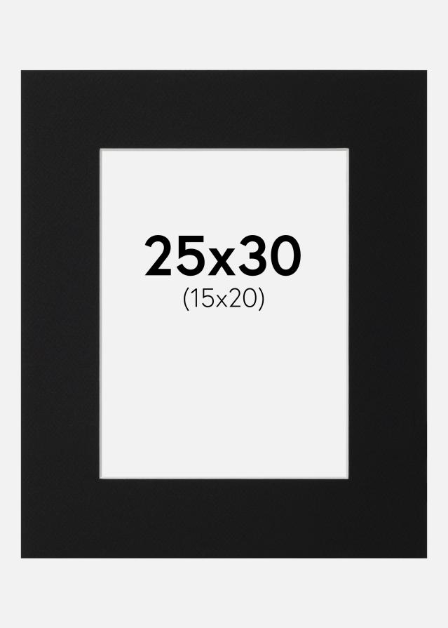 Passepartout Svart Standard (Hvit kjerne) 25x30 cm (15x20)