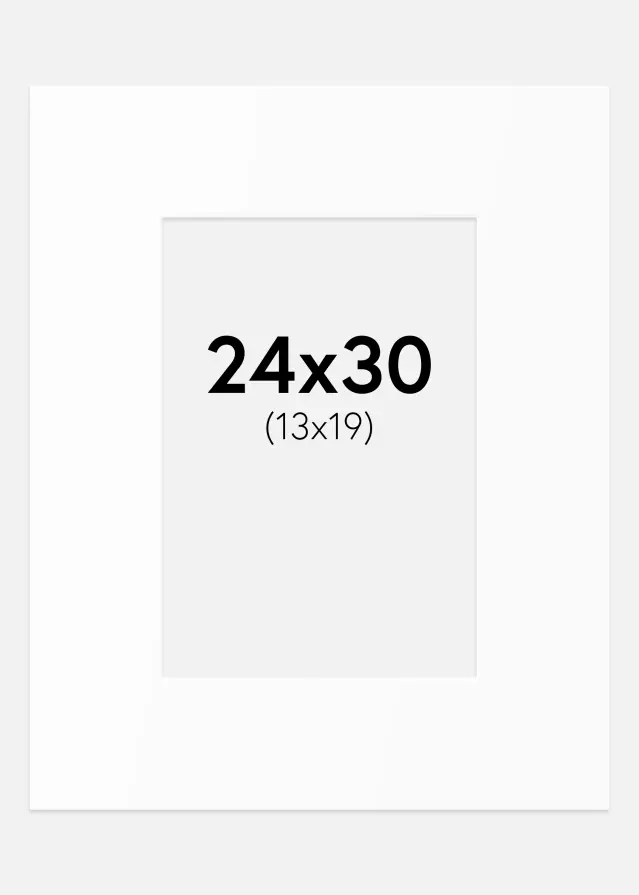 Passepartout Hvit Standard (Hvit kerne) 24x30 cm (13x19)