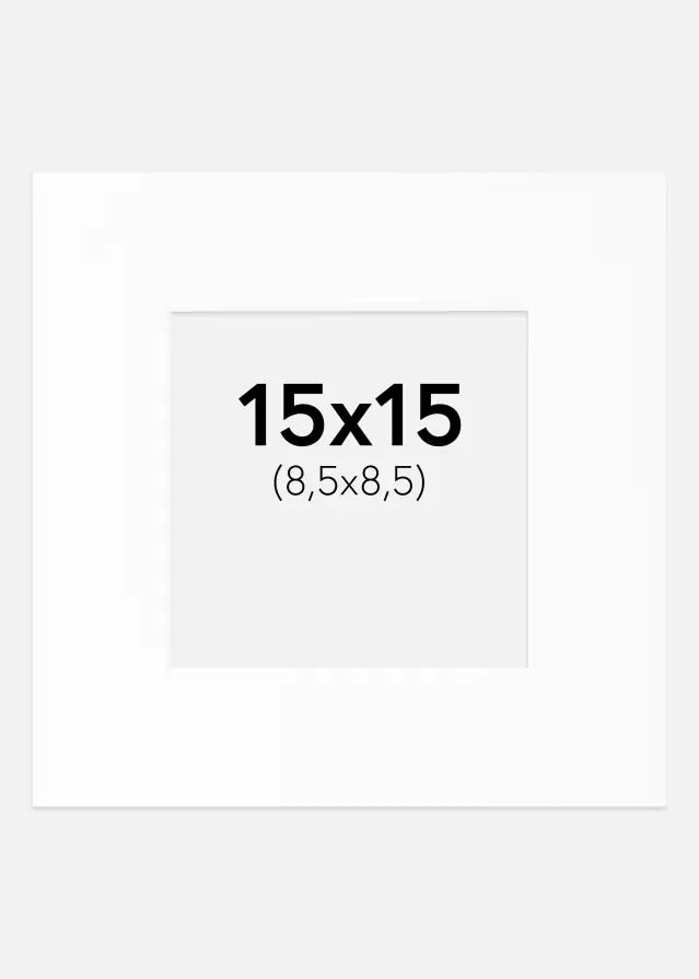 Passepartout Hvit Standard (Hvit kerne) 15x15 cm (8,5x8,5)