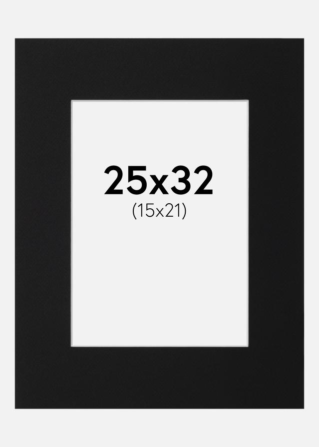 Passepartout Svart Standard (Hvit kjerne) 25x32 cm (15x21)