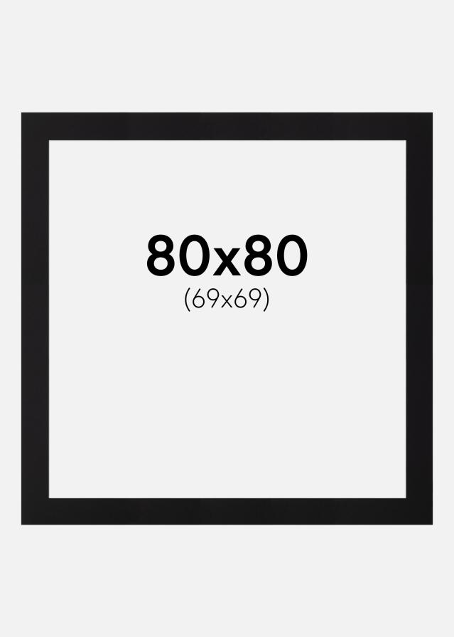 Passepartout Svart (Hvit kjerne) 80x80 cm (69x69)
