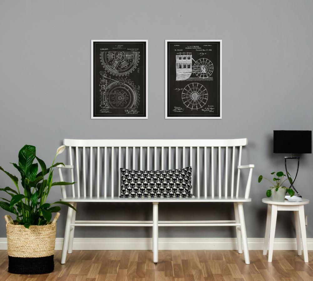 Patenttegning - Tannhjul - Svart Plakat