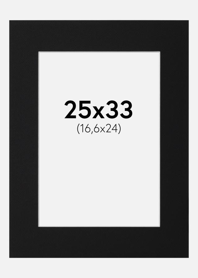 Passepartout Svart Standard (Hvit kjerne) 25x33 cm (16,6x24)