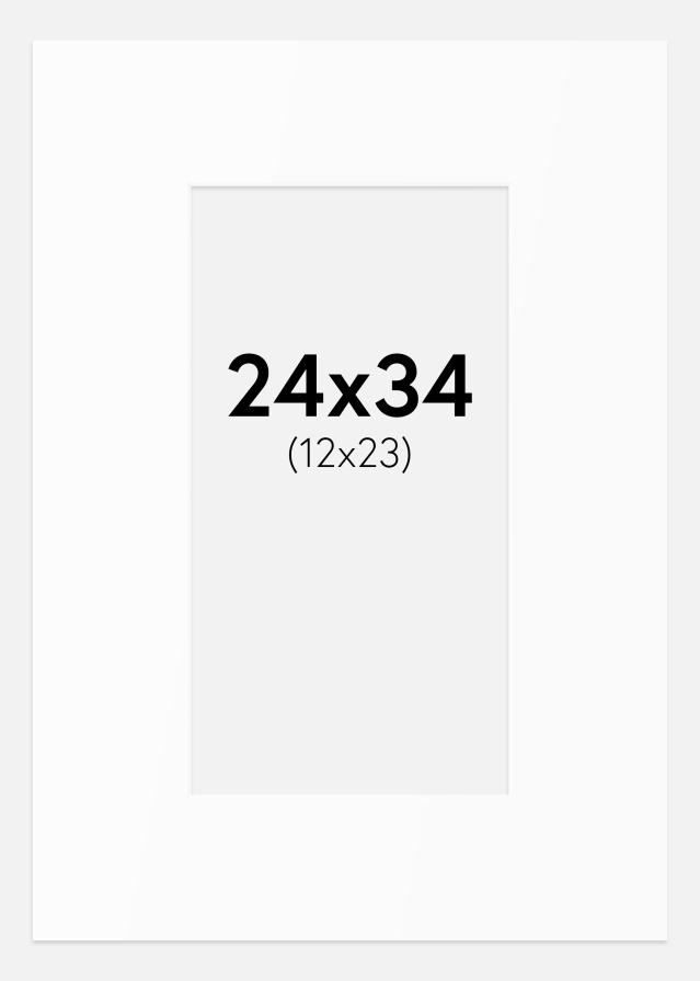 Passepartout Hvit Standard (Hvit kerne) 24x34 cm (12x23)