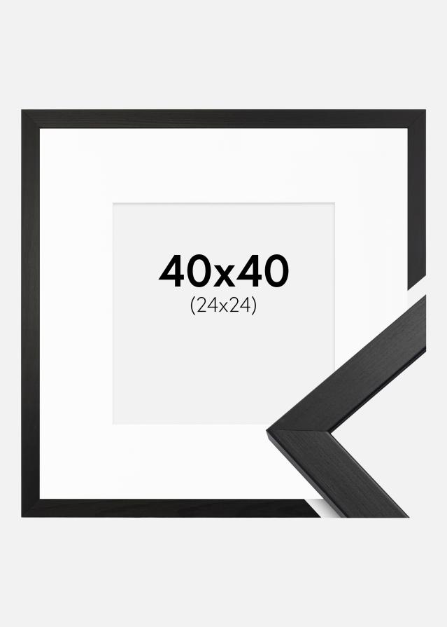 Ramme Stilren Svart 40x40 cm - Passepartout Hvit 25x25 cm