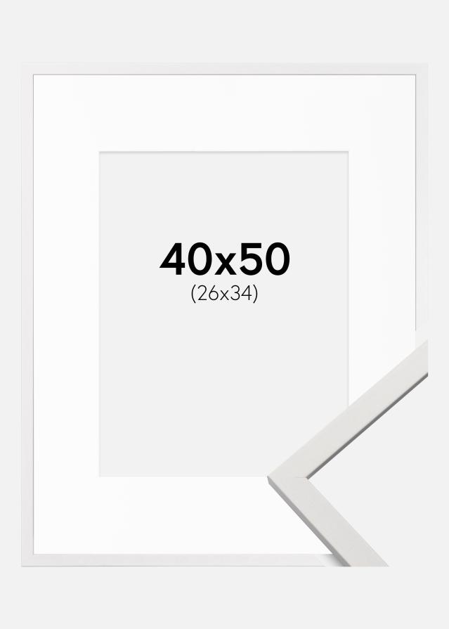 Ramme Edsbyn Hvit 40x50 cm - Passepartout Hvit 27x35 cm