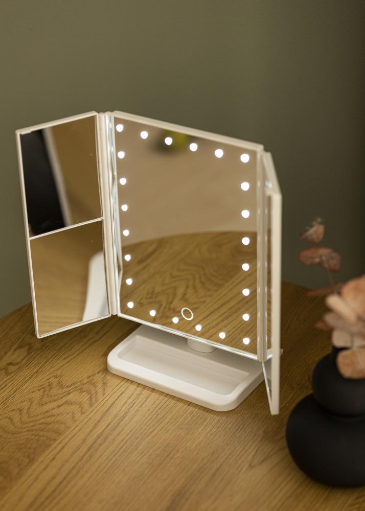 KAILA Sminkespeil Tri-Fold Magnifying Hvit 20x30 cm