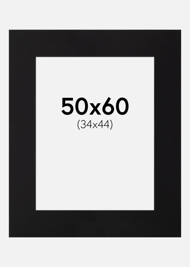Passepartout Svart Standard (Hvit Kjerne) 50x60 cm (34x44)