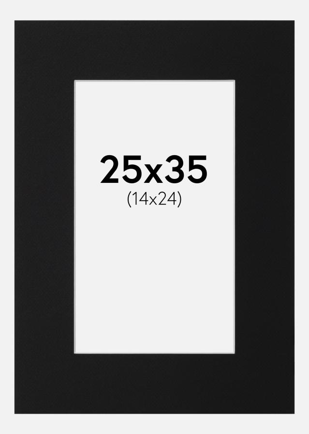 Passepartout Svart Standard (Hvit kjerne) 25x35 cm (14x24)