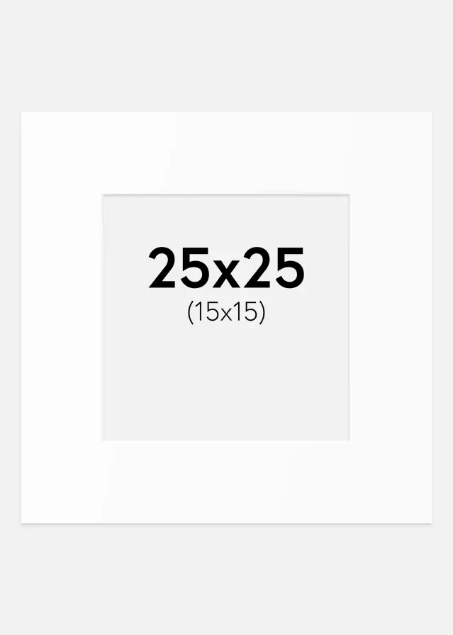 Passepartout Hvit Standard (Hvit kerne) 25x25 cm (15x15)