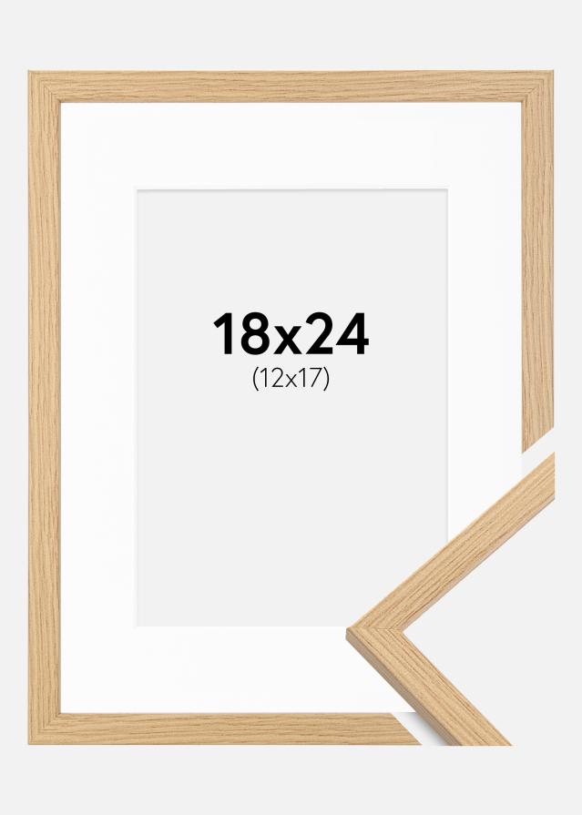 Ramme Galant Eik 18x24 cm - Passepartout Hvit 13x18 cm