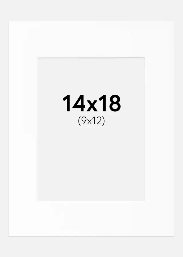 Passepartout Hvit Standard (Hvit kerne) 14x18 cm (9x12)