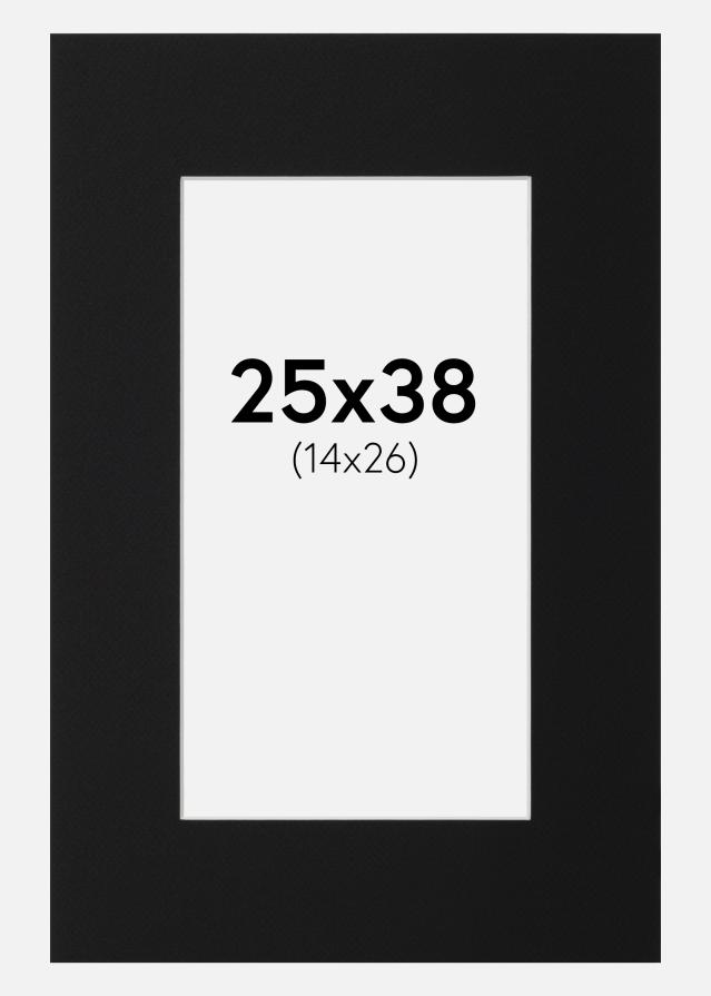 Passepartout Svart Standard (Hvit kjerne) 25x38 cm (14x26)