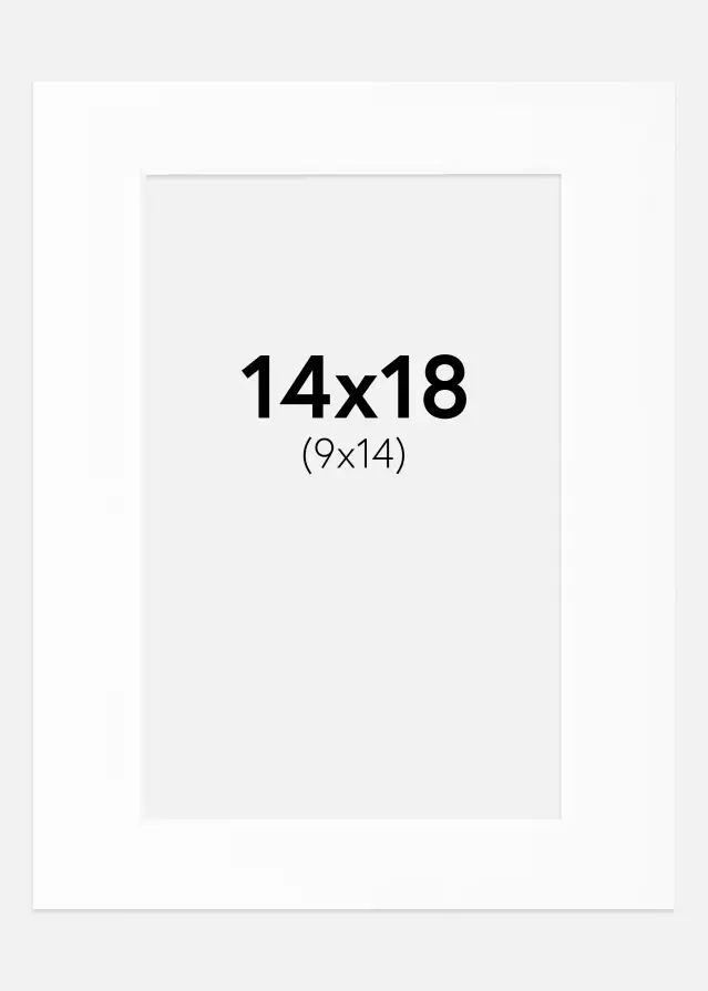Passepartout Hvit Standard (Hvit kerne) 14x18 cm (9x14)