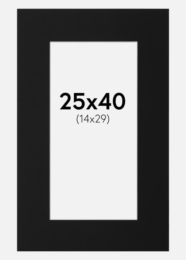 Passepartout Svart Standard (Hvit kjerne) 25x40 cm (14x29)