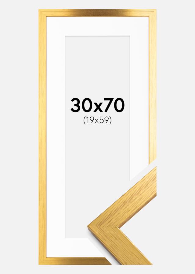 Ramme Gold Wood 30x70 cm - Passepartout Hvit 20x60 cm