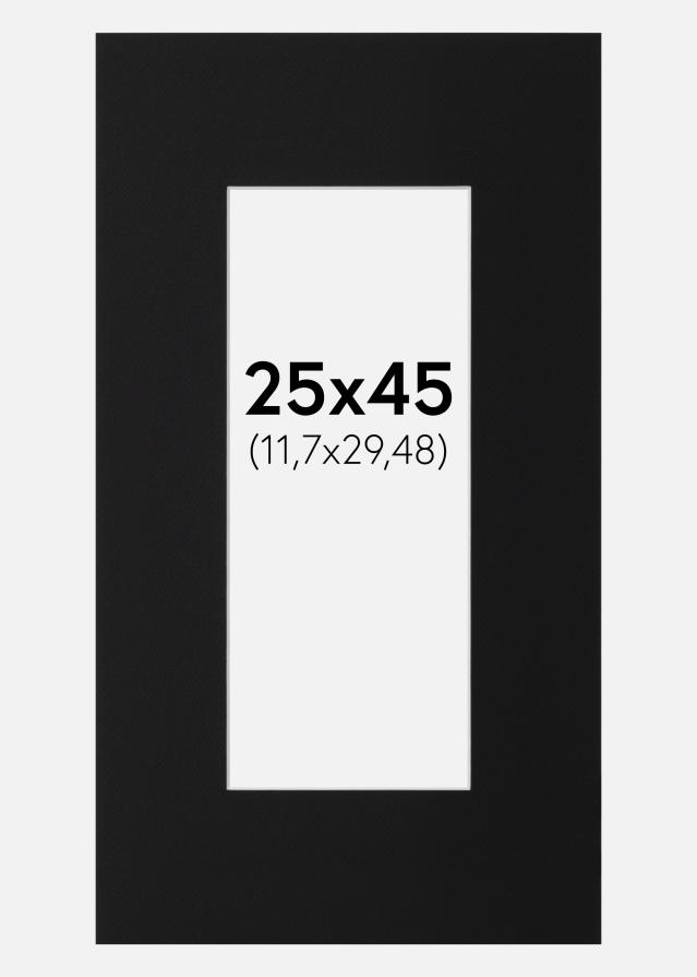Passepartout Svart Standard (Hvit kjerne) 25x45 cm (11,7x29,48)