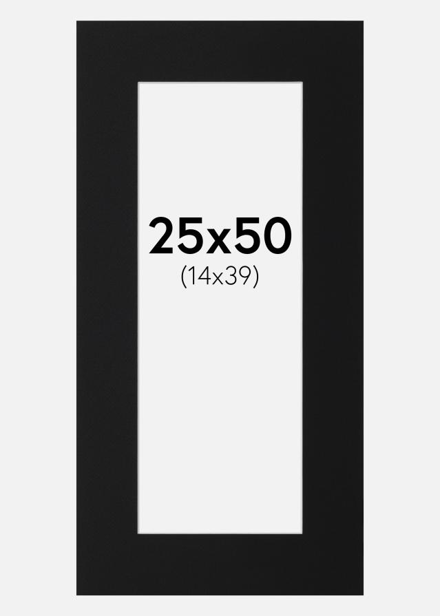 Passepartout Svart Standard (Hvit kjerne) 25x50 cm (14x39)