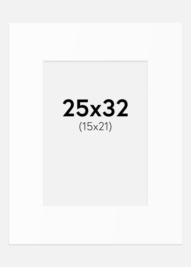 Passepartout Hvit Standard (Hvit kerne) 25x32 cm (15x21)