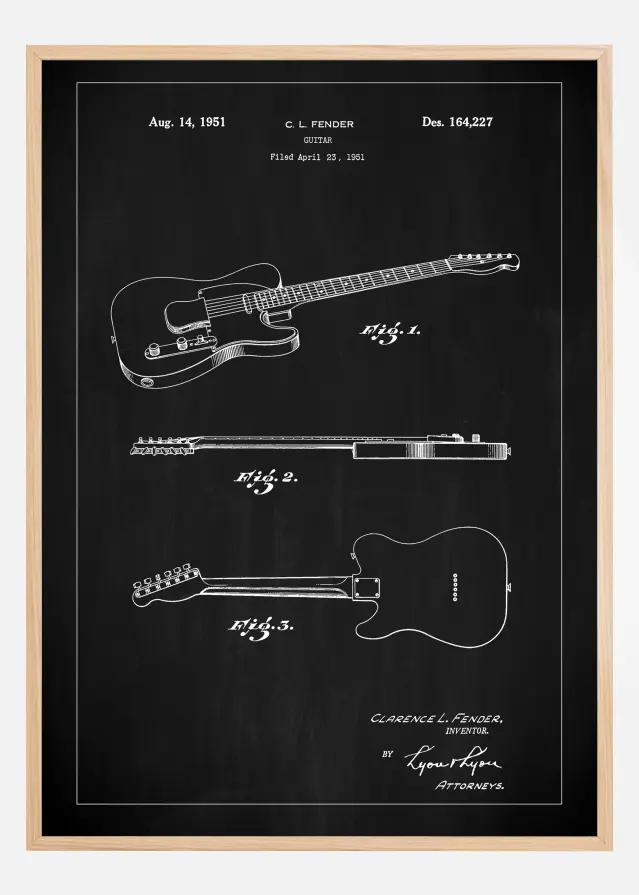 Patent Print - Guitar - Black Plakat