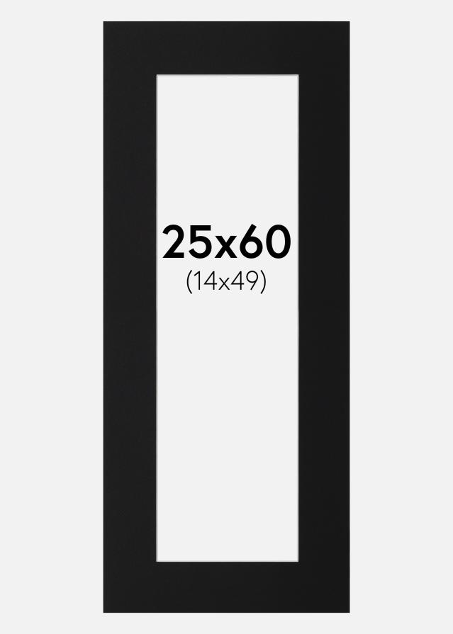 Passepartout Svart Standard (Hvit kjerne) 25x60 cm (14x49)
