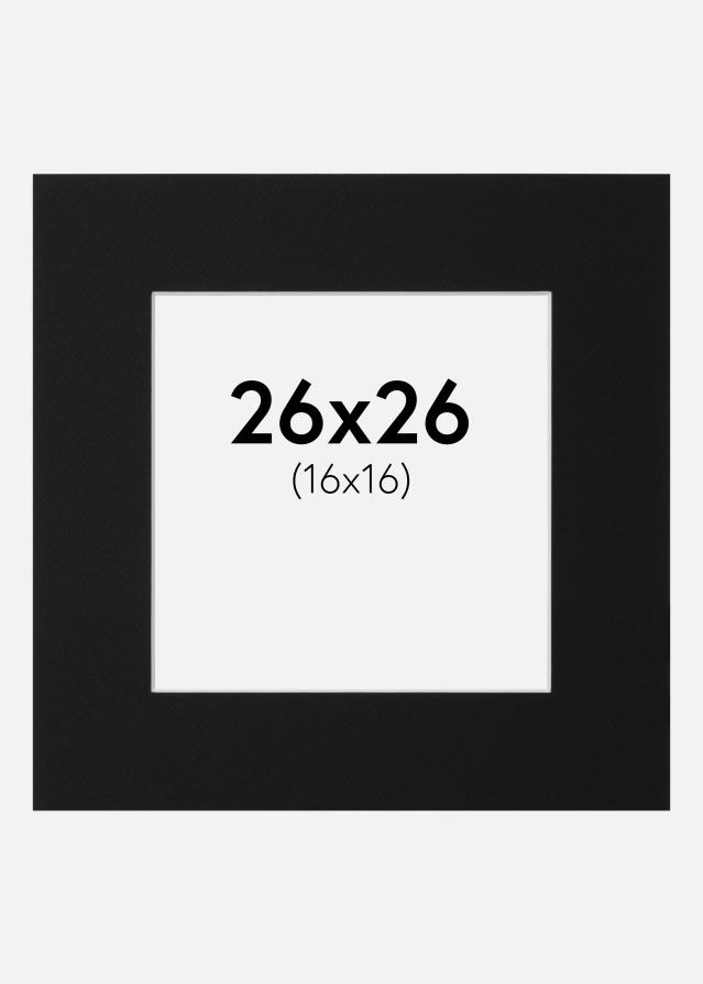 Passepartout Svart Standard (Hvit kjerne) 26x26 cm (16x16)