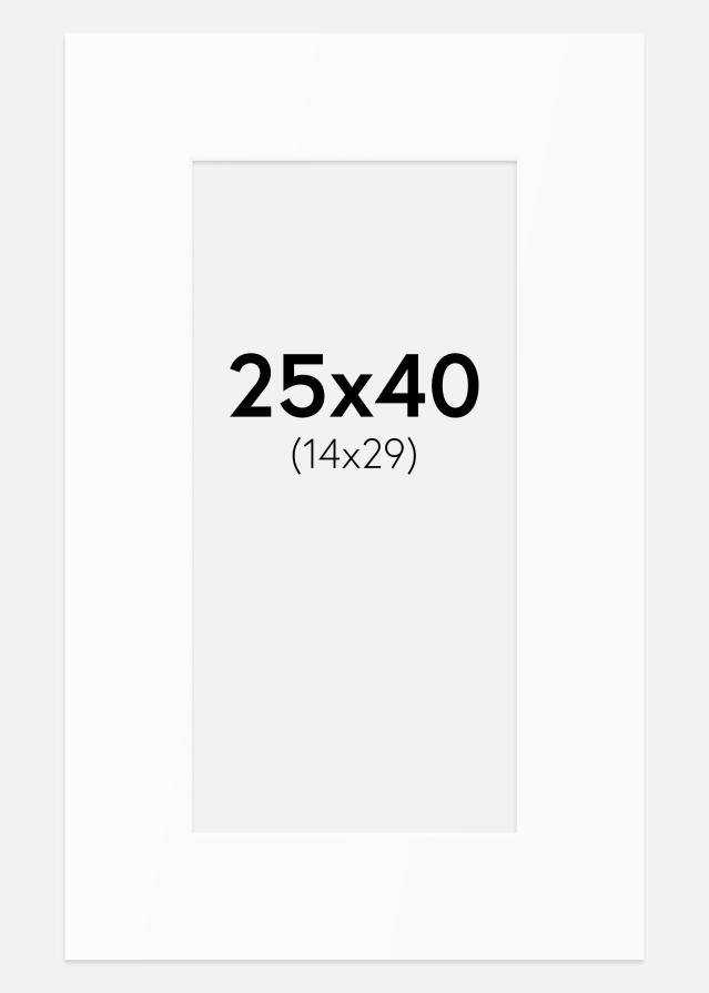 Passepartout Hvit Standard (Hvit kerne) 25x40 cm (14x29)